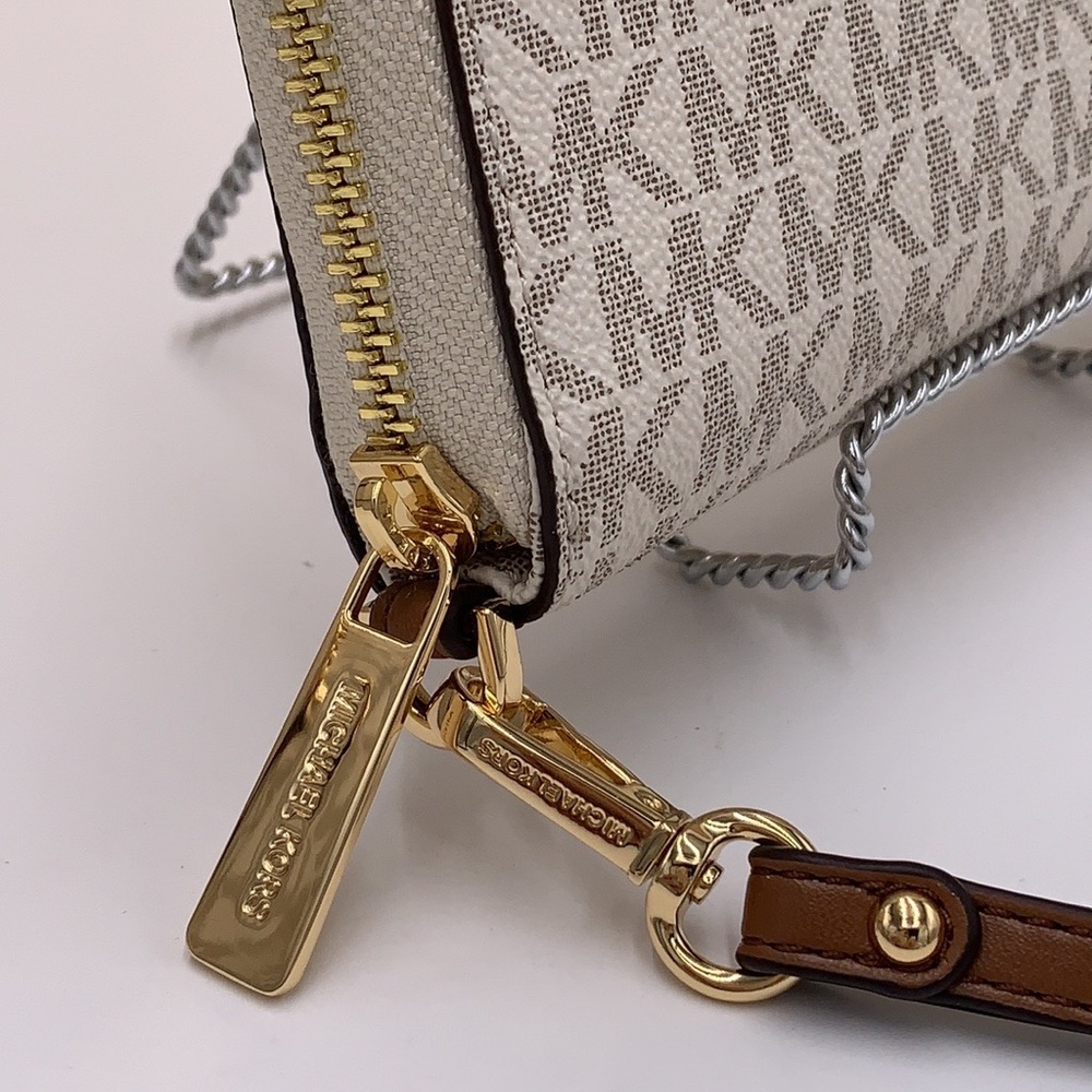 MICHAEL KORS LARGE X CHAIN SHOULDER TOTE & LG FLAT MULTIFUNCTIONAL PHONE CASE - Picture 7 of 16